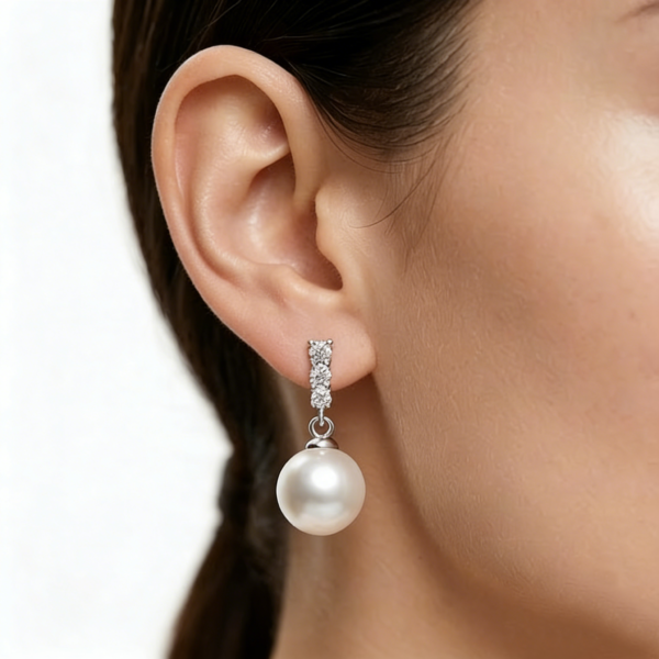 Whispering Light Sterling Silver Pearl Drop Earrings