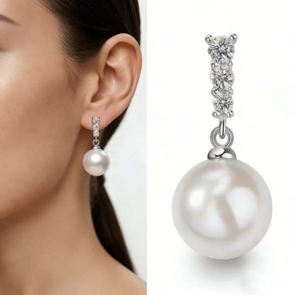 Whispering Light Sterling Silver Pearl Drop Earrings