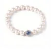 Saphira Halo Pearl Bracelet – Vintage-Inspired Freshwater Pearl Bracelet with Blue Gemstone
