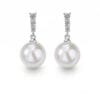 Whispering Light Sterling Silver Pearl Drop Earrings – Minimalist Freshwater Pearl Dangle Earrings