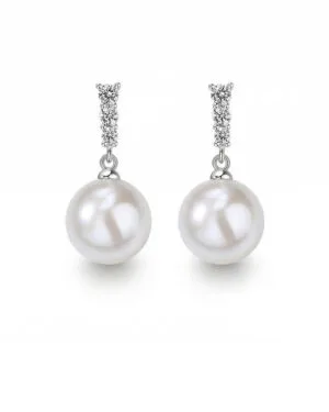 Whispering Light Sterling Silver Pearl Drop Earrings – Minimalist Freshwater Pearl Dangle Earrings