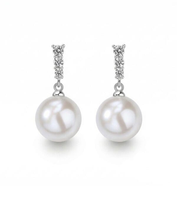 Whispering Light Sterling Silver Pearl Drop Earrings – Minimalist Freshwater Pearl Dangle Earrings