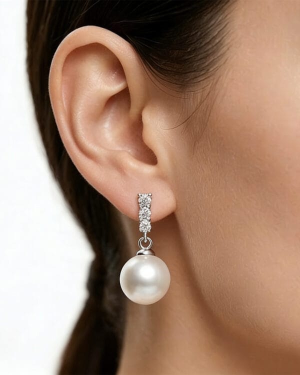 Whispering Light Sterling Silver Pearl Drop Earrings – Minimalist Freshwater Pearl Dangle Earrings