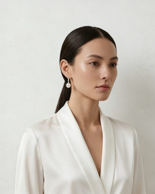 Whispering Light Sterling Silver Pearl Drop Earrings – Minimalist Freshwater Pearl Dangle Earrings