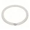 Triple Strand White Freshwater Pearl Necklace – Classic Layered Pearl Jewelry for Elegant Women
