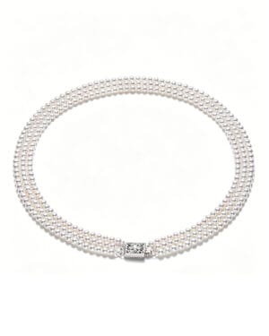 Triple Strand White Freshwater Pearl Necklace
