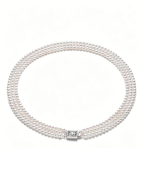 Triple Strand White Freshwater Pearl Necklace