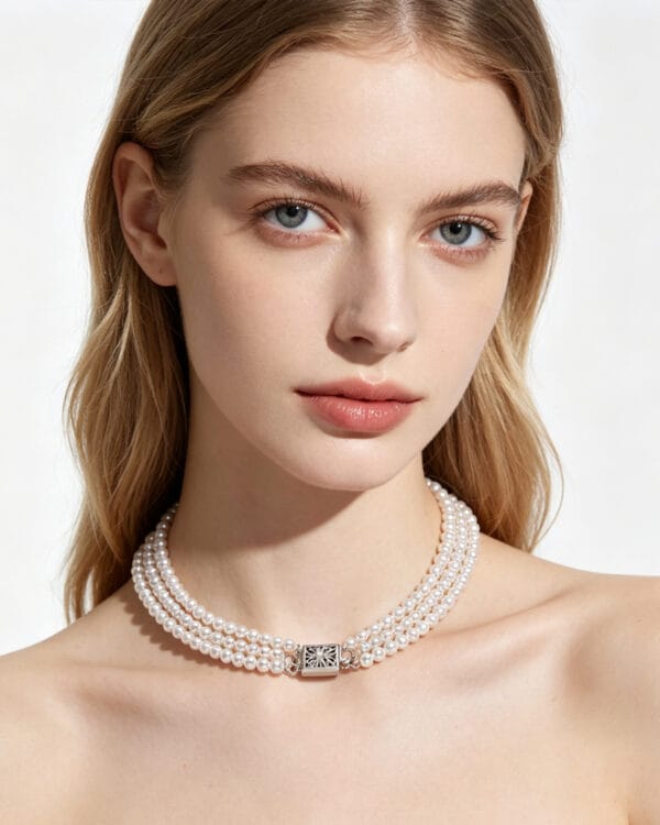 Triple Strand White Freshwater Pearl Necklace