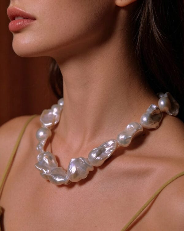 13-16mm White Baroque Freshwater Pearl Necklace