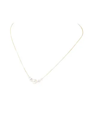 14K Gold Tincup Celeste Pearl Necklace – Minimal Freshwater Pearl Station Necklace for Elegant Layering